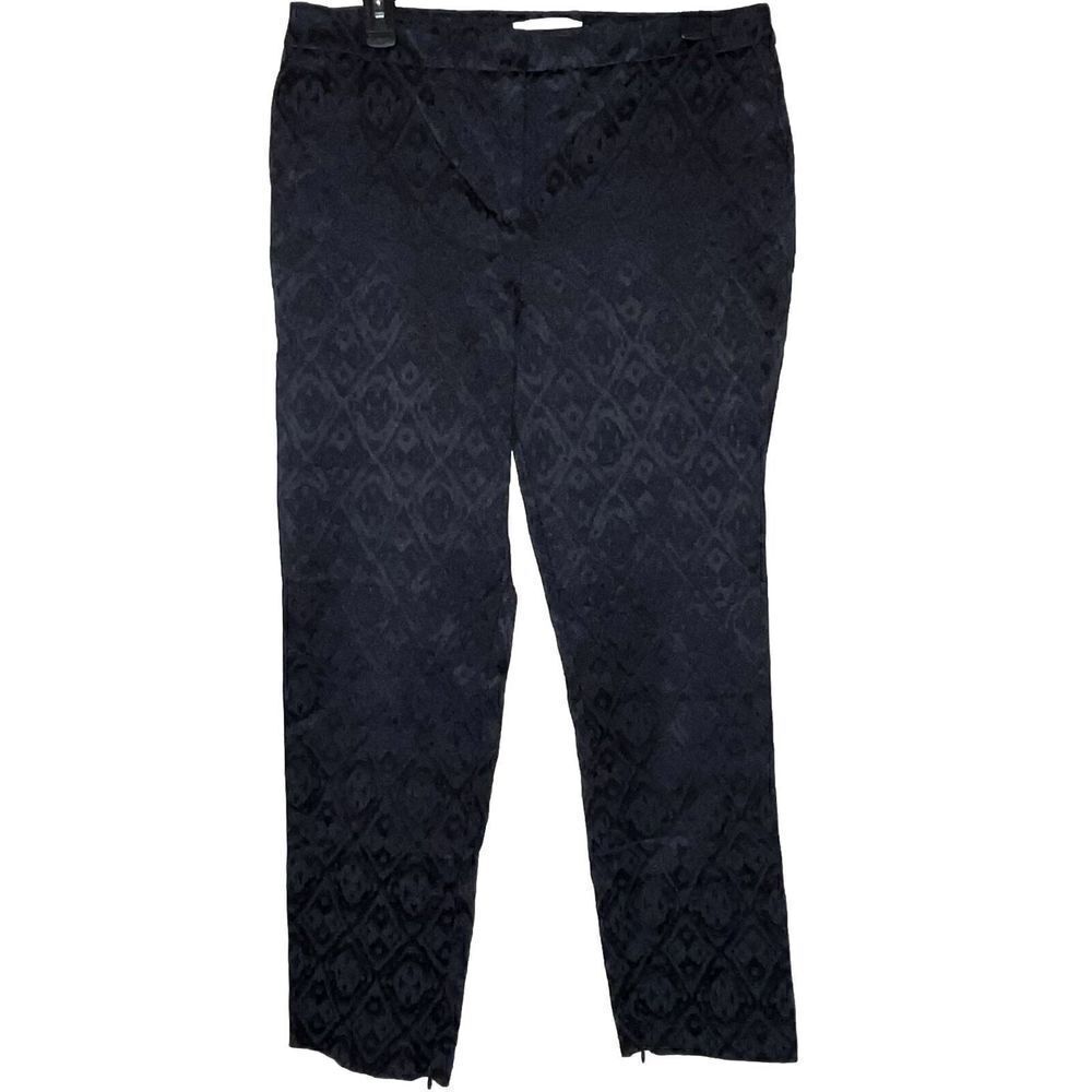 Chico’s Diamond Jacquard‎ Trouser Ankle Pants Wmn’s Sz 1.5 M 10 Black